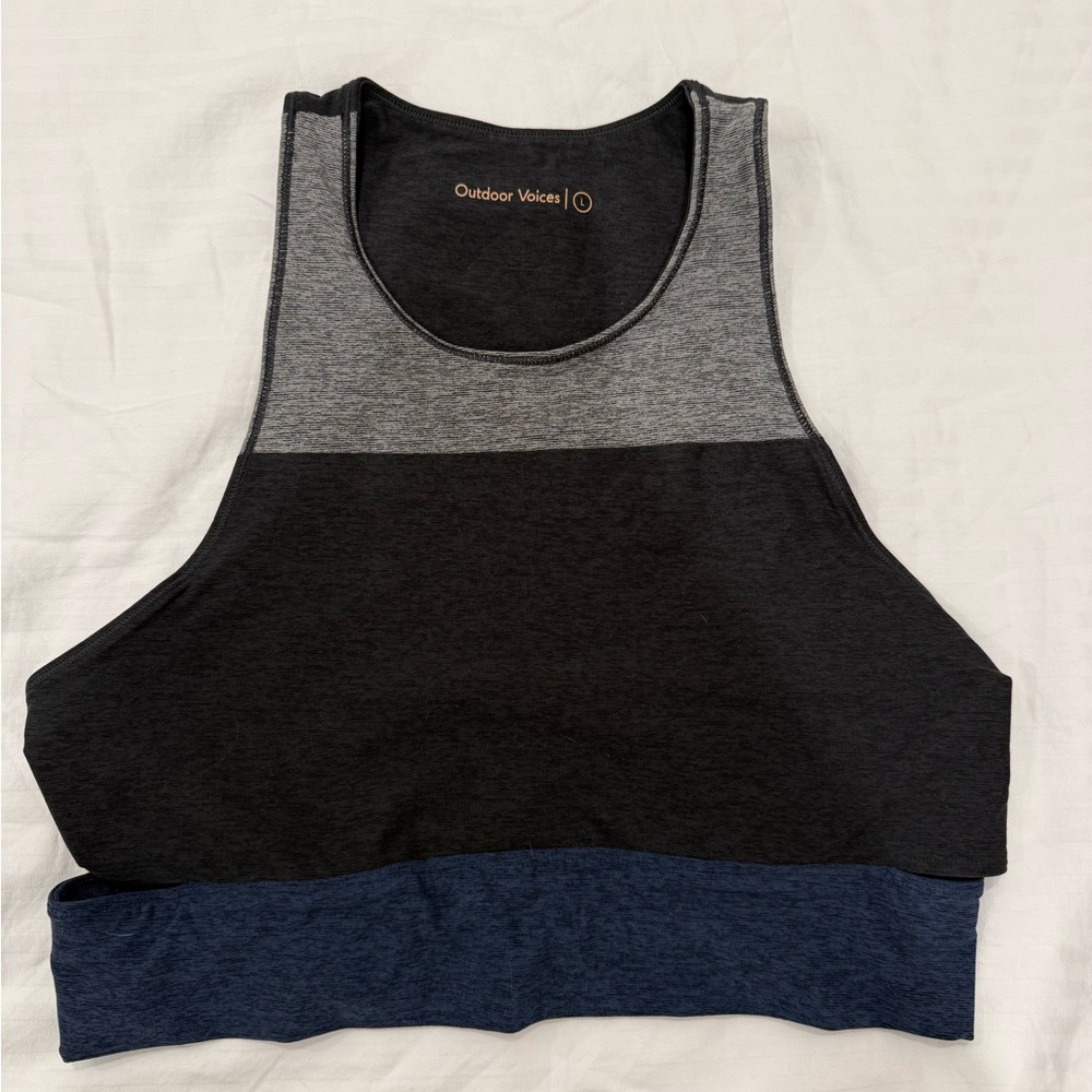 Outdoor Voices Tri Tone Slashback Crop Top